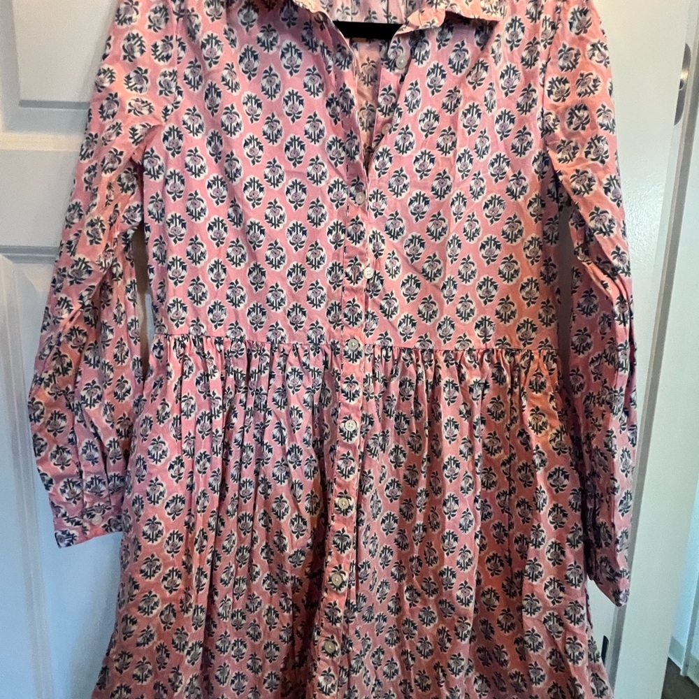 J. Crew Pink and Blue Floral Block Print  Dress